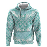 Light Turquoise Mermaid Puakenikeni Maile Lei Zip Hoodie