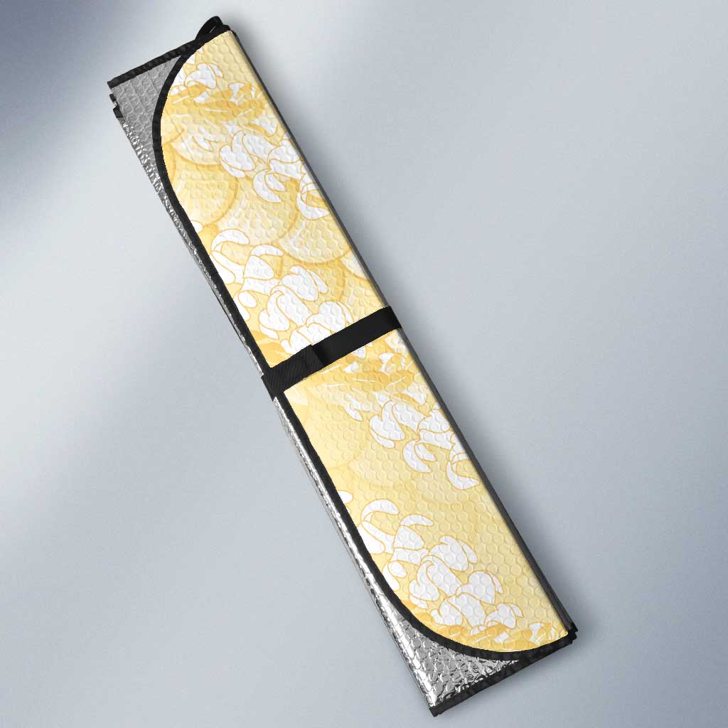 Pastel Yellow Mermaid Puakenikeni Maile Lei Auto Sun Shade