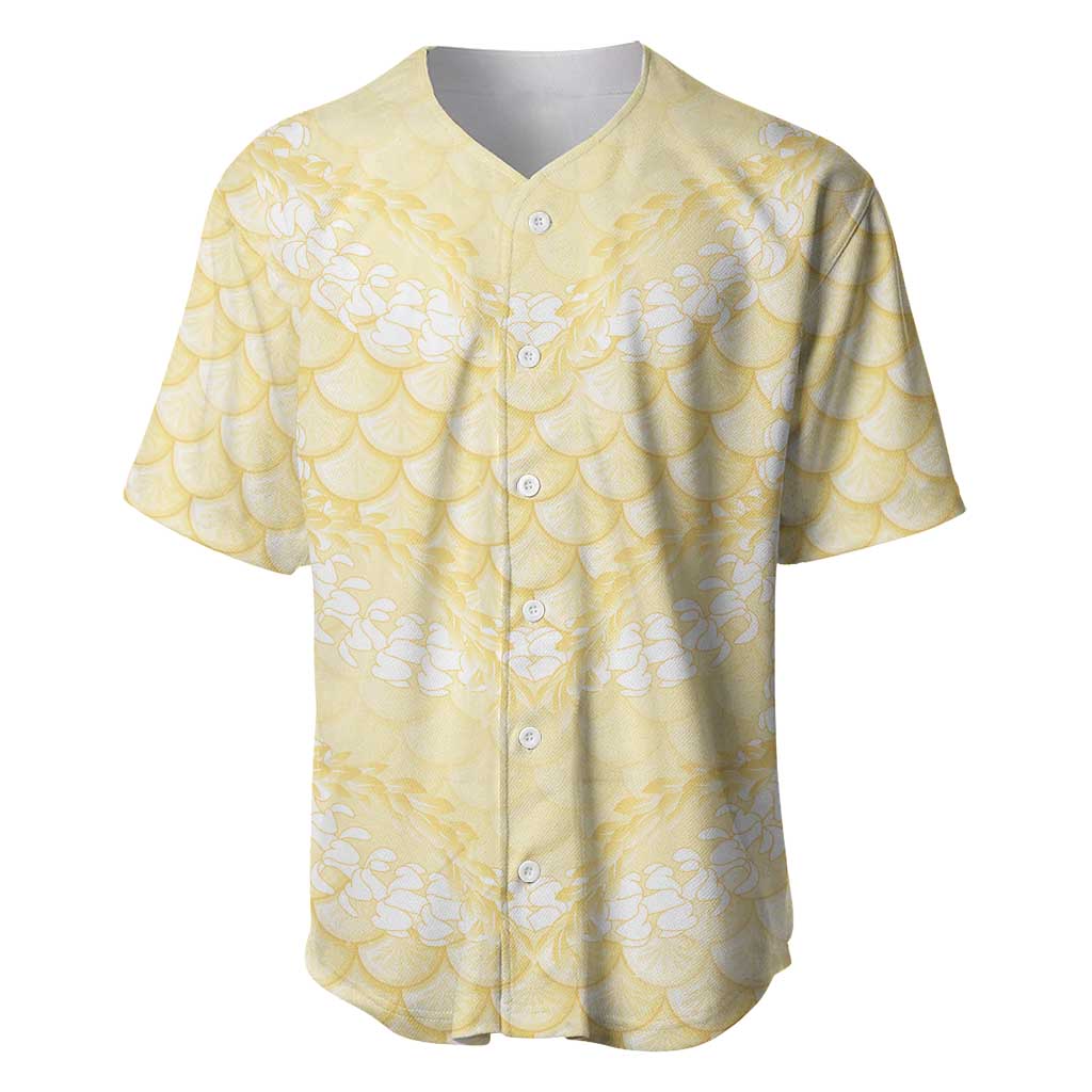 Pastel Yellow Mermaid Puakenikeni Maile Lei Baseball Jersey