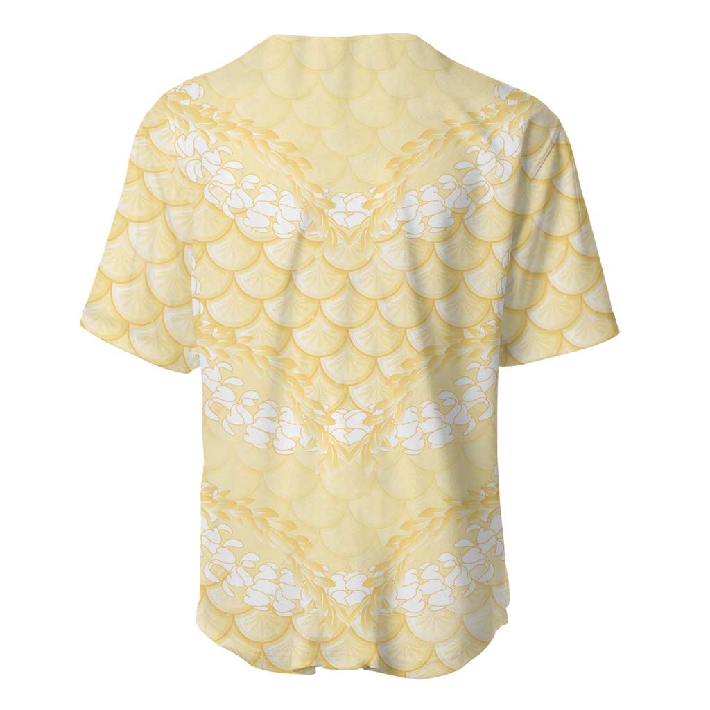 Pastel Yellow Mermaid Puakenikeni Maile Lei Baseball Jersey