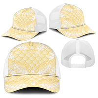 Pastel Yellow Mermaid Puakenikeni Maile Lei Baseball Net Cap