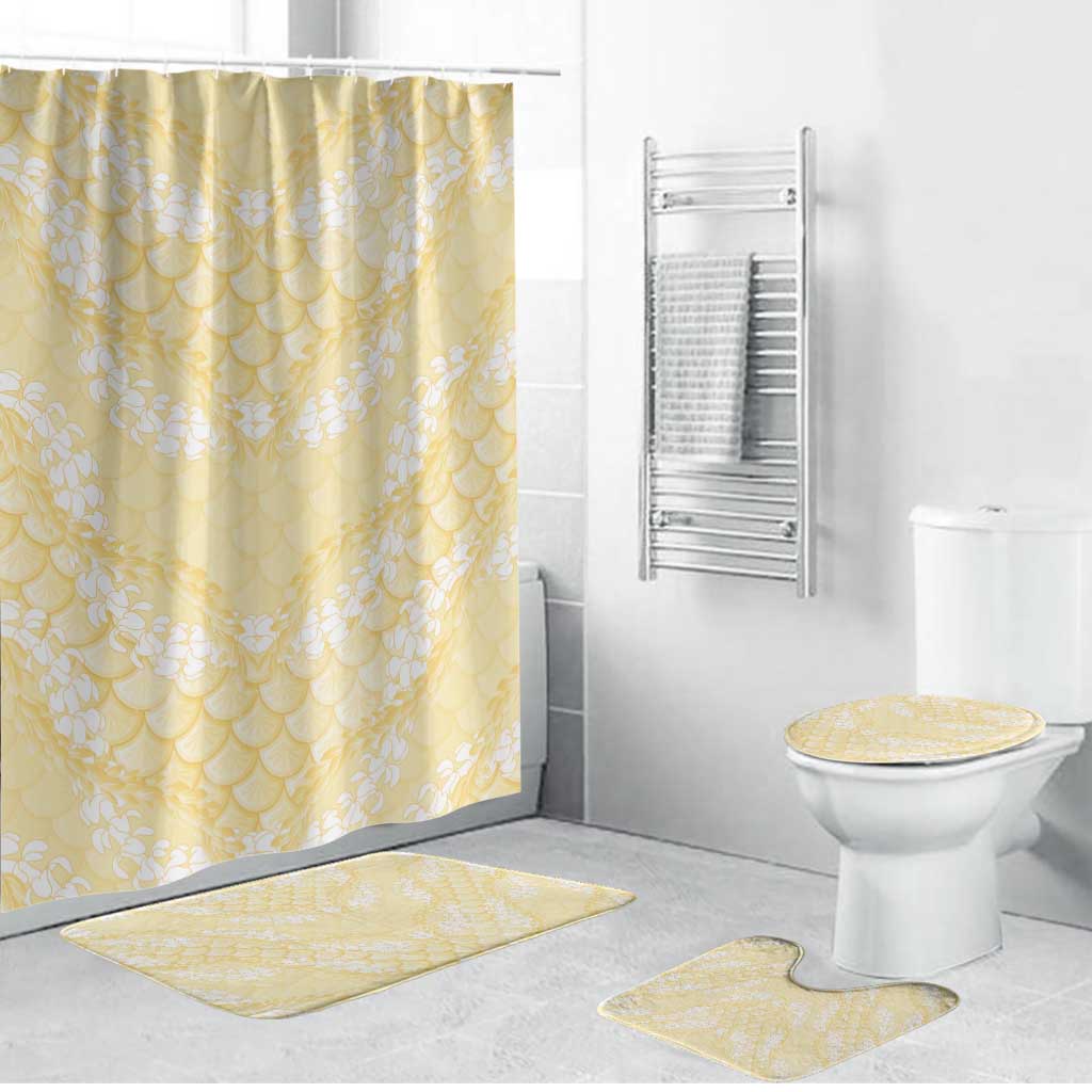 Pastel Yellow Mermaid Puakenikeni Maile Lei Bathroom Set