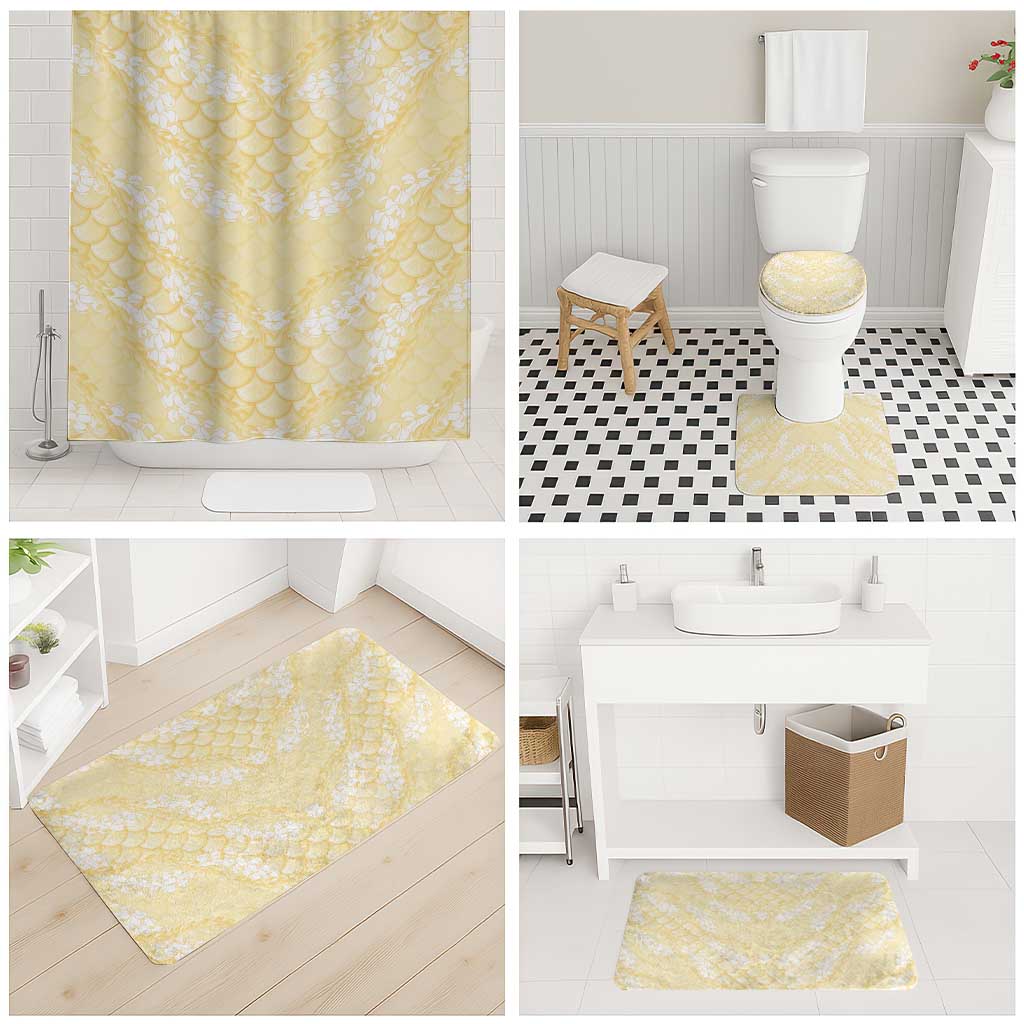 Pastel Yellow Mermaid Puakenikeni Maile Lei Bathroom Set