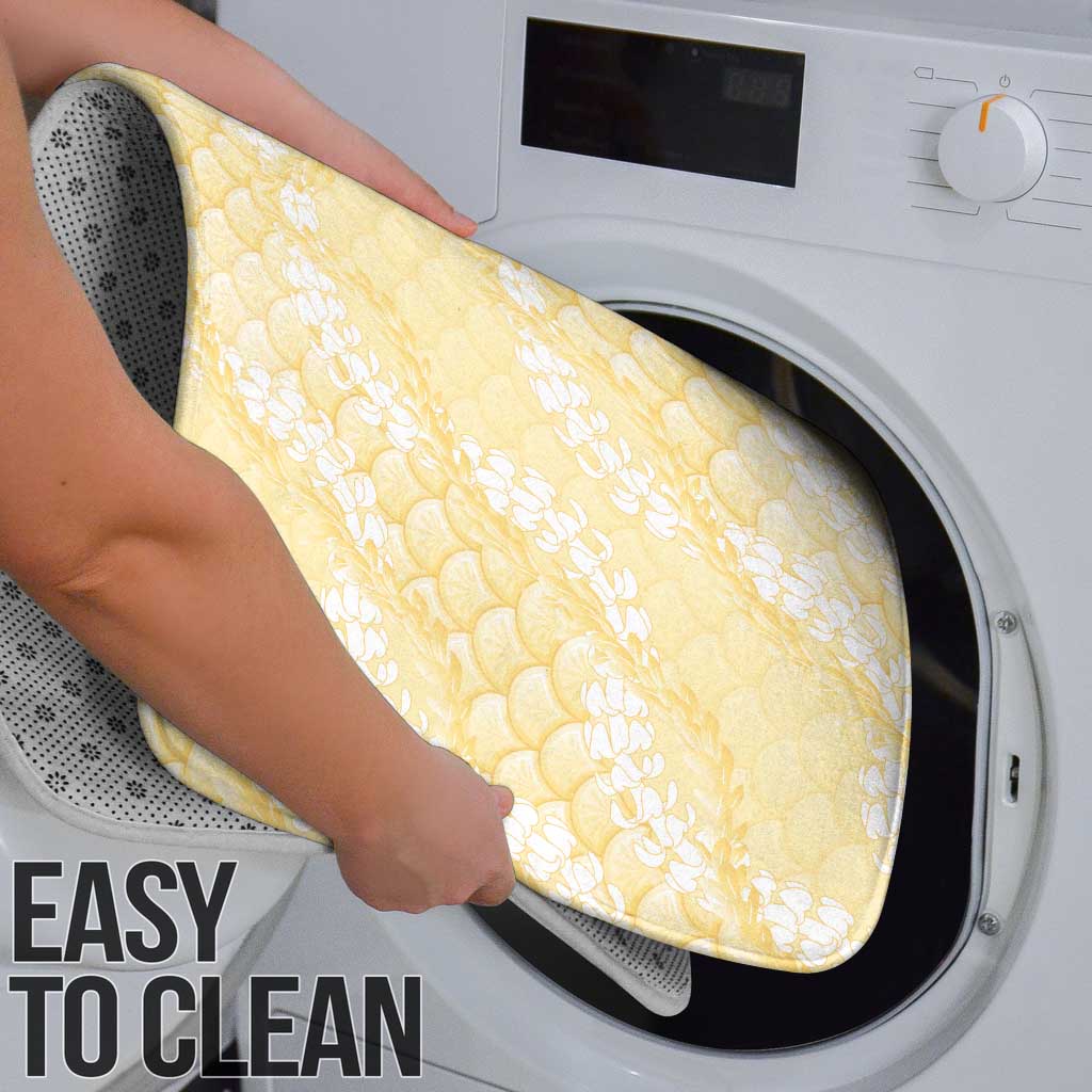 Pastel Yellow Mermaid Puakenikeni Maile Lei Bathroom Set