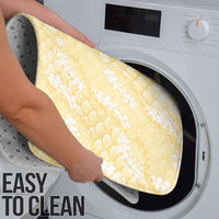 Pastel Yellow Mermaid Puakenikeni Maile Lei Bathroom Set