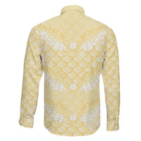 Pastel Yellow Mermaid Puakenikeni Maile Lei Family Matching Puletasi and Hawaiian Shirt LT01 - Polynesian Pride