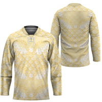 Pastel Yellow Mermaid Puakenikeni Maile Lei Hockey Jersey LT01 - Polynesian Pride