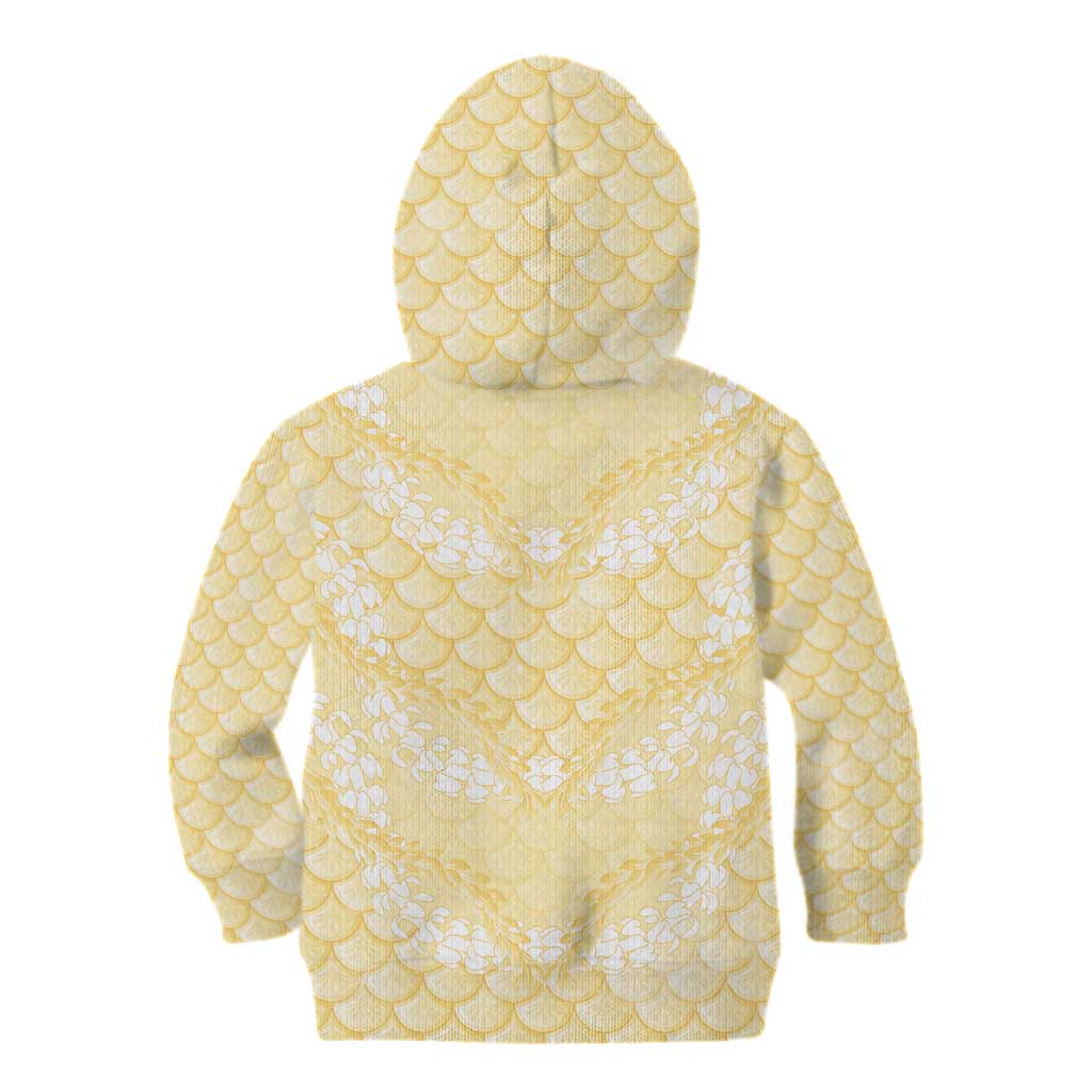 Pastel Yellow Mermaid Puakenikeni Maile Lei Kid Hoodie