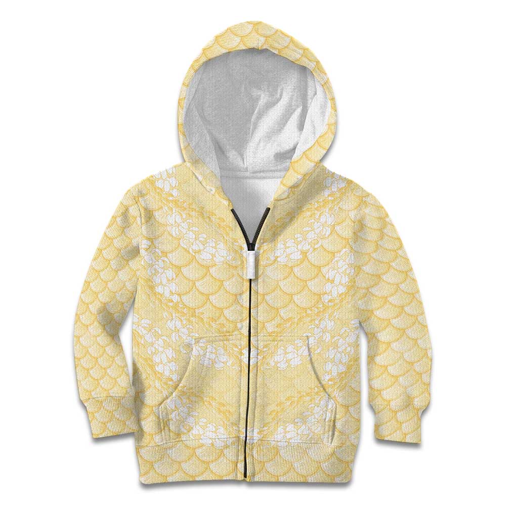Pastel Yellow Mermaid Puakenikeni Maile Lei Kid Hoodie