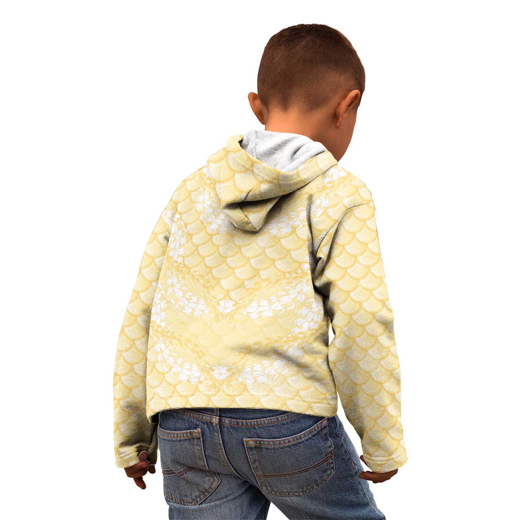 Pastel Yellow Mermaid Puakenikeni Maile Lei Kid Hoodie