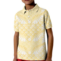 Pastel Yellow Mermaid Puakenikeni Maile Lei Kid Polo Shirt LT01 Kid Yellow - Polynesian Pride