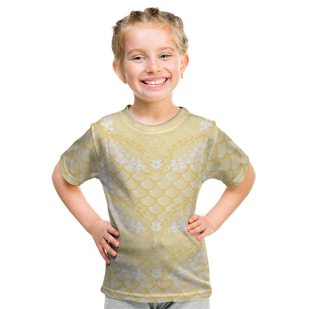 Pastel Yellow Mermaid Puakenikeni Maile Lei Kid T Shirt LT01 Yellow - Polynesian Pride