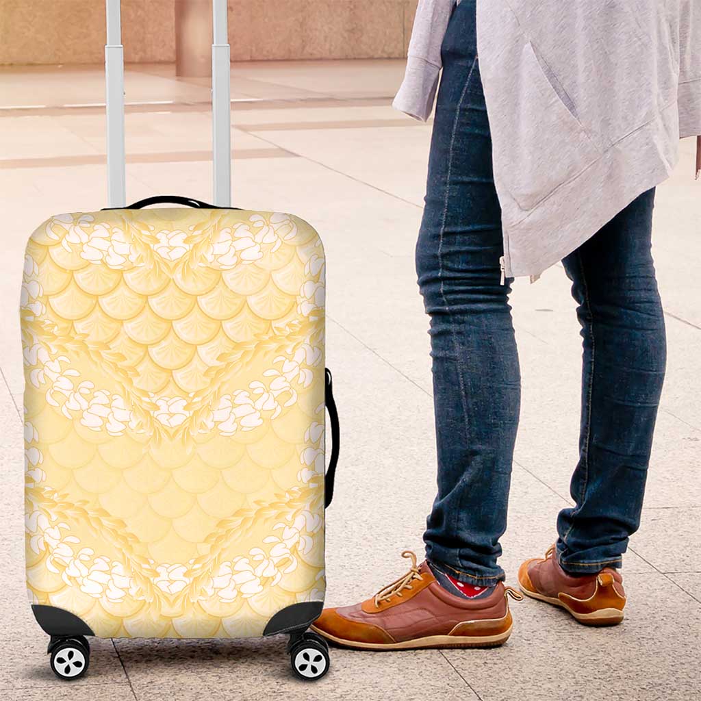 Pastel Yellow Mermaid Puakenikeni Maile Lei Luggage Cover