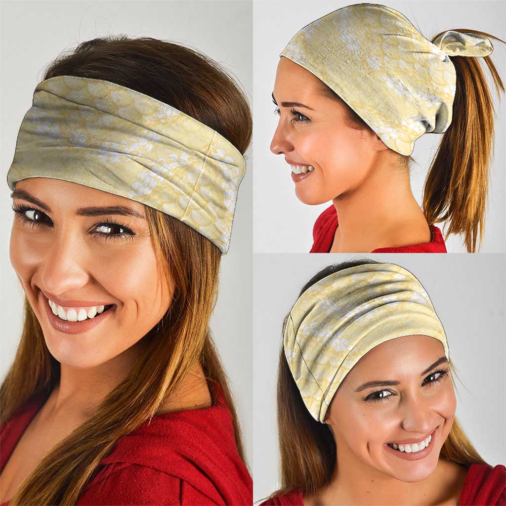 Pastel Yellow Mermaid Puakenikeni Maile Lei Neck Gaiter