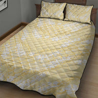 Pastel Yellow Mermaid Puakenikeni Maile Lei Quilt Bed Set