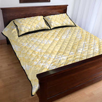 Pastel Yellow Mermaid Puakenikeni Maile Lei Quilt Bed Set