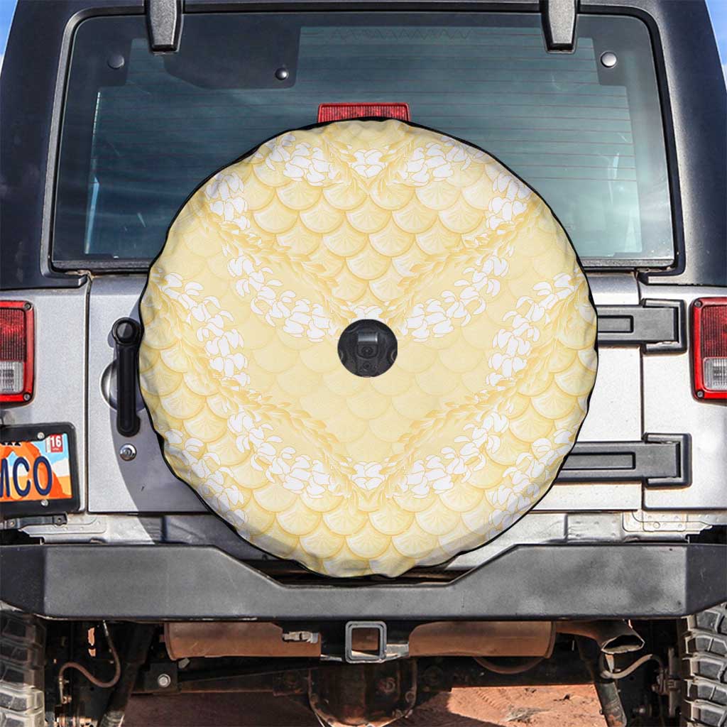 Pastel Yellow Mermaid Puakenikeni Maile Lei Spare Tire Cover LT01 Yellow - Polynesian Pride