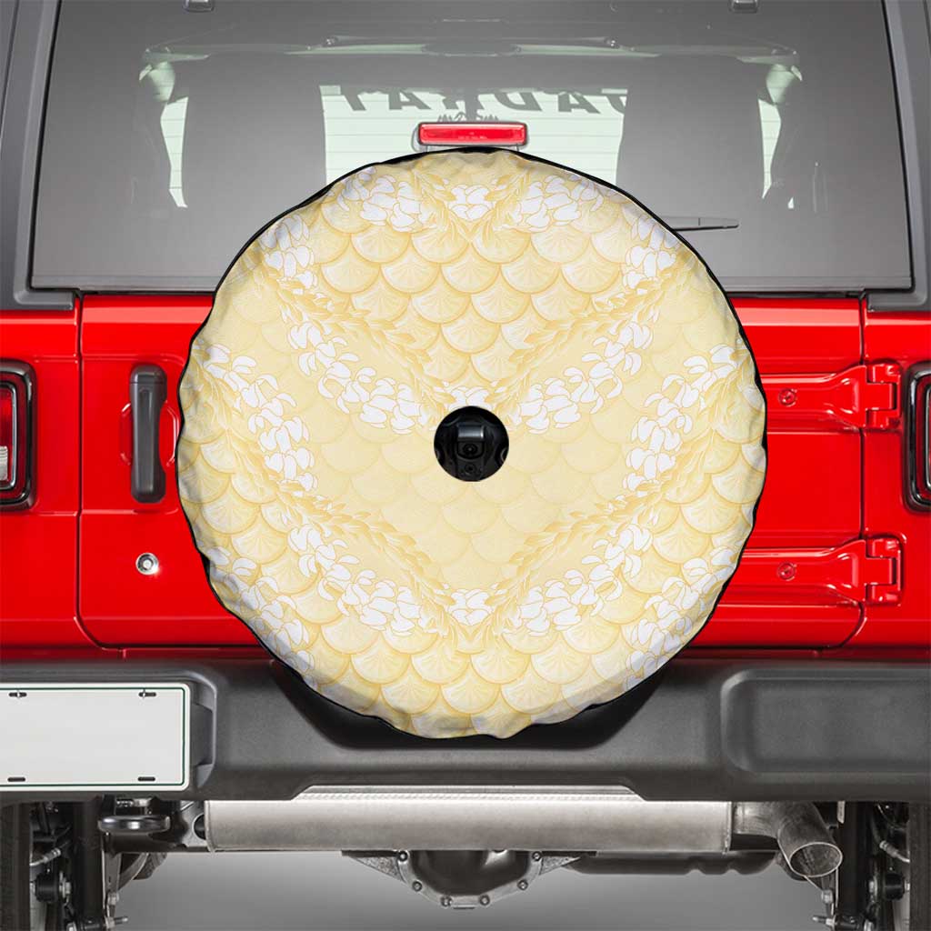 Pastel Yellow Mermaid Puakenikeni Maile Lei Spare Tire Cover LT01 - Polynesian Pride
