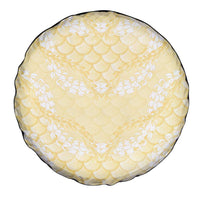 Pastel Yellow Mermaid Puakenikeni Maile Lei Spare Tire Cover LT01 - Polynesian Pride
