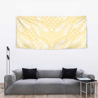 Pastel Yellow Mermaid Puakenikeni Maile Lei Tapestry