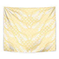 Pastel Yellow Mermaid Puakenikeni Maile Lei Tapestry