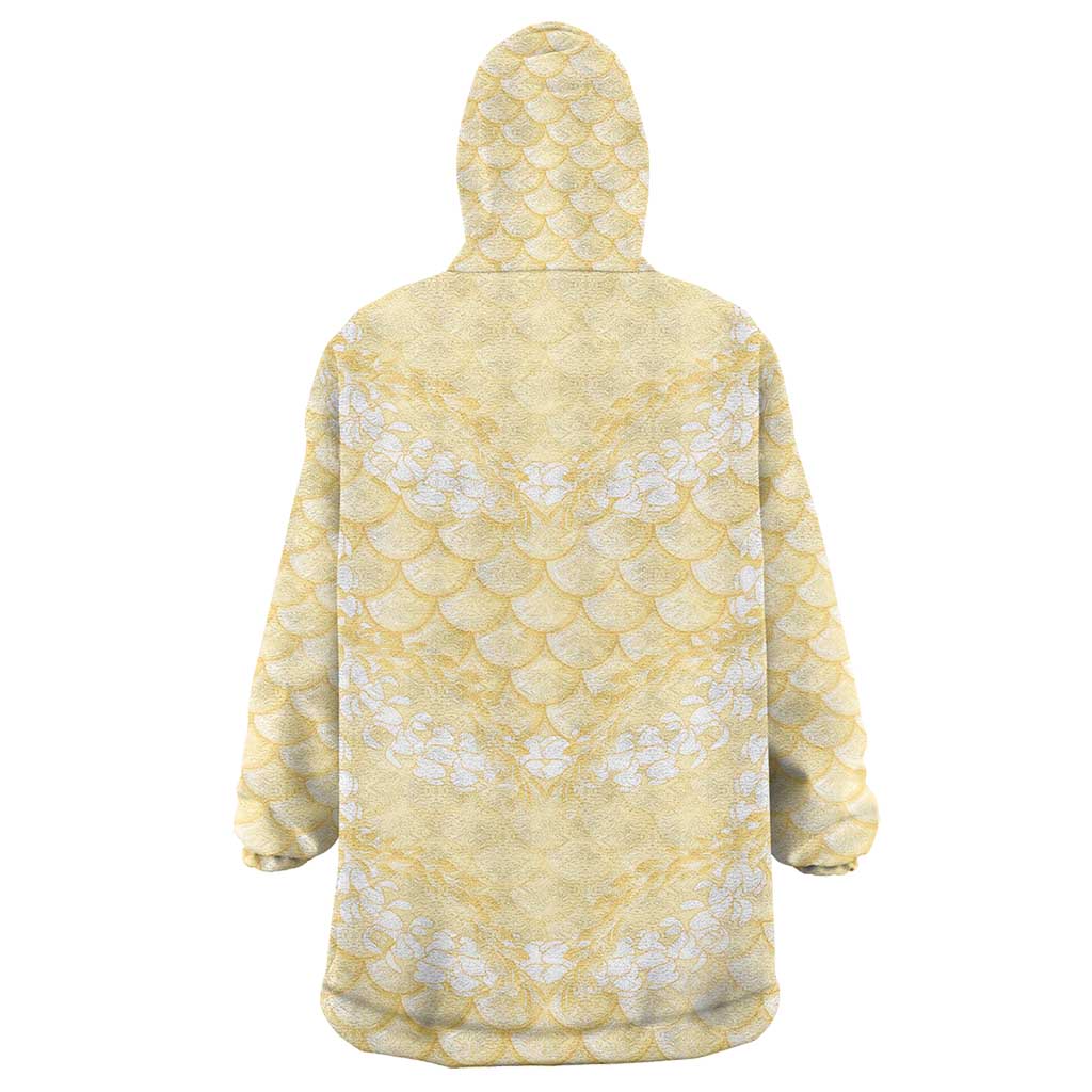 Pastel Yellow Mermaid Puakenikeni Maile Lei Wearable Blanket Hoodie