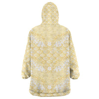 Pastel Yellow Mermaid Puakenikeni Maile Lei Wearable Blanket Hoodie