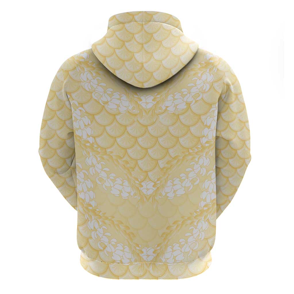 Pastel Yellow Mermaid Puakenikeni Maile Lei Zip Hoodie LT01 - Polynesian Pride