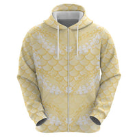 Pastel Yellow Mermaid Puakenikeni Maile Lei Zip Hoodie LT01 - Polynesian Pride