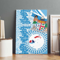 Personalised Fiji Day Canvas Wall Art Fijian Map Hibiscus Tapa Pattern
