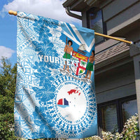 Personalised Fiji Day Garden Flag Fijian Map Hibiscus Tapa Pattern