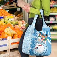 Fiji Day Grocery Bag Fijian Map Hibiscus Tapa Pattern