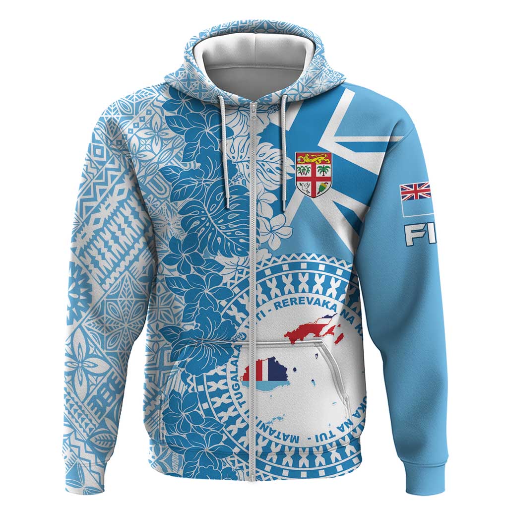Personalised Fiji Day Hoodie Fijian Map Hibiscus Tapa Pattern LT01