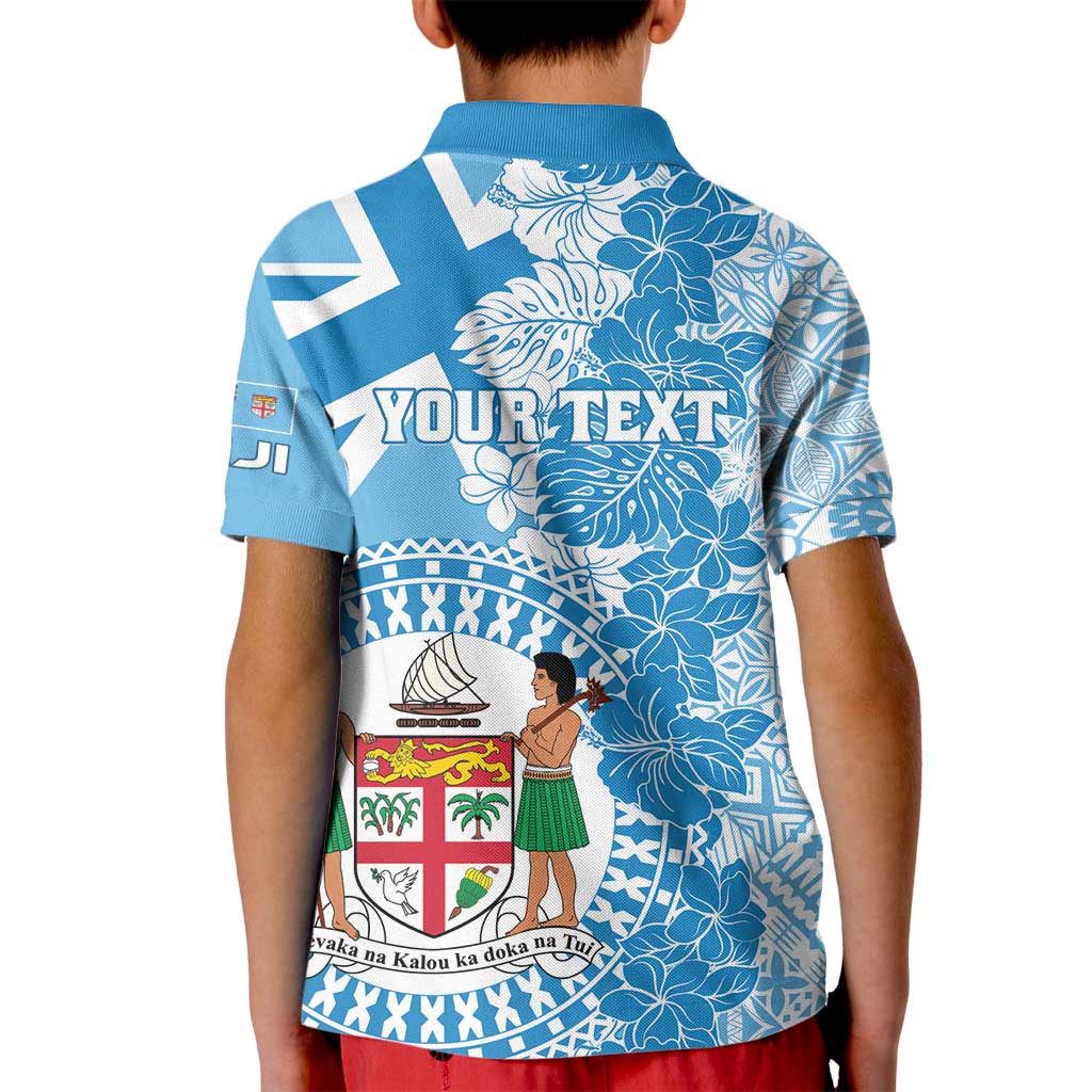 Personalised Fiji Day Kid Polo Shirt Fijian Map Hibiscus Tapa Pattern LT01