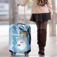 Personalised Fiji Day Luggage Cover Fijian Map Hibiscus Tapa Pattern