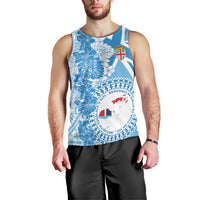 Personalised Fiji Day Men Tank Top Fijian Map Hibiscus Tapa Pattern LT01 - Polynesian Pride