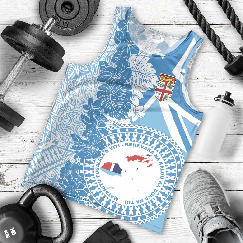 Personalised Fiji Day Men Tank Top Fijian Map Hibiscus Tapa Pattern LT01 - Polynesian Pride