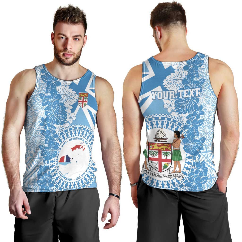 Personalised Fiji Day Men Tank Top Fijian Map Hibiscus Tapa Pattern LT01 - Polynesian Pride