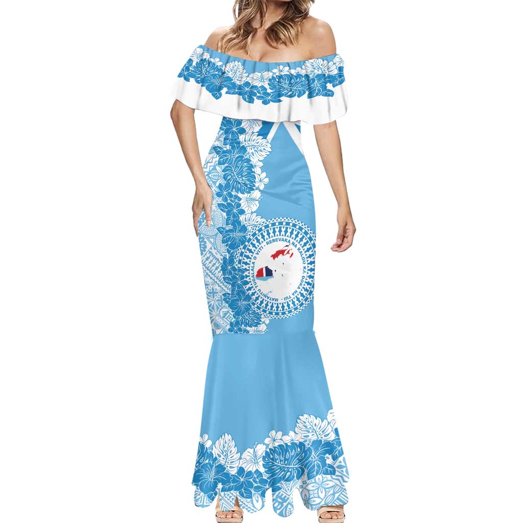 Personalised Fiji Day Mermaid Dress Fijian Map Hibiscus Tapa Pattern LT01