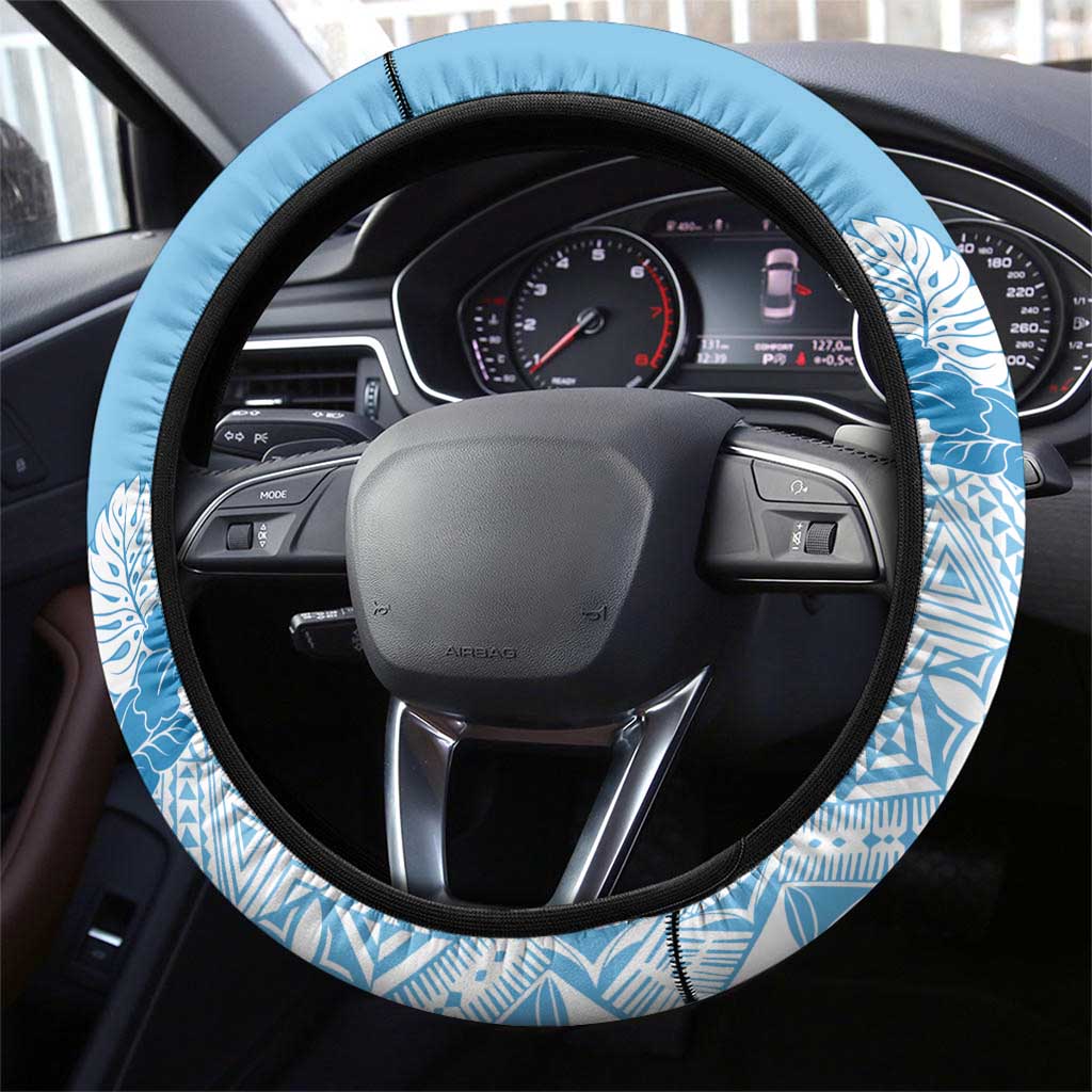 Fiji Day Steering Wheel Cover Fijian Map Hibiscus Tapa Pattern LT01 - Polynesian Pride