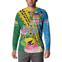 Personalised Malampa Fiji Day Button Sweatshirt Tropical Tapa Pattern
