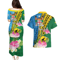 Personalised Malampa Fiji Day Couples Matching Puletasi and Hawaiian Shirt Tropical Tapa Pattern LT01 - Polynesian Pride