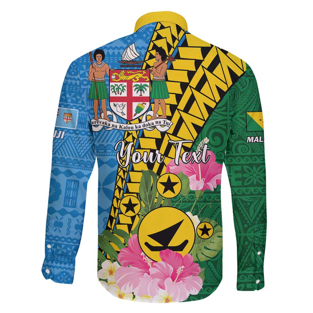 Personalised Malampa Fiji Day Family Matching Long Sleeve Bodycon Dress and Hawaiian Shirt Tropical Tapa Pattern