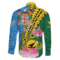 Personalised Malampa Fiji Day Family Matching Long Sleeve Bodycon Dress and Hawaiian Shirt Tropical Tapa Pattern