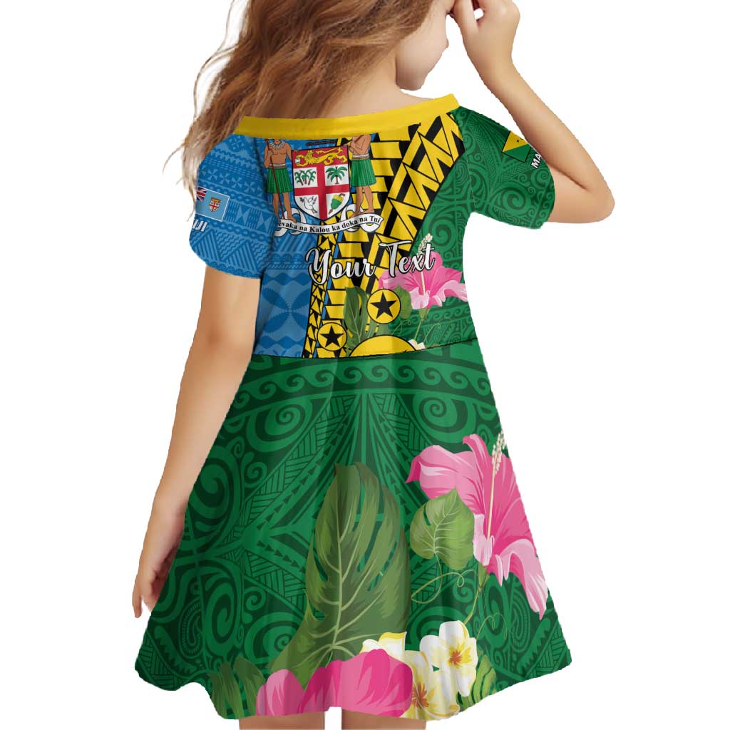Personalised Malampa Fiji Day Family Matching Short Sleeve Bodycon Dress and Hawaiian Shirt Tropical Tapa Pattern LT01 - Polynesian Pride