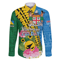 Personalised Malampa Fiji Day Family Matching Tank Maxi Dress and Hawaiian Shirt Tropical Tapa Pattern LT01 Dad's Shirt - Long Sleeve Art - Polynesian Pride