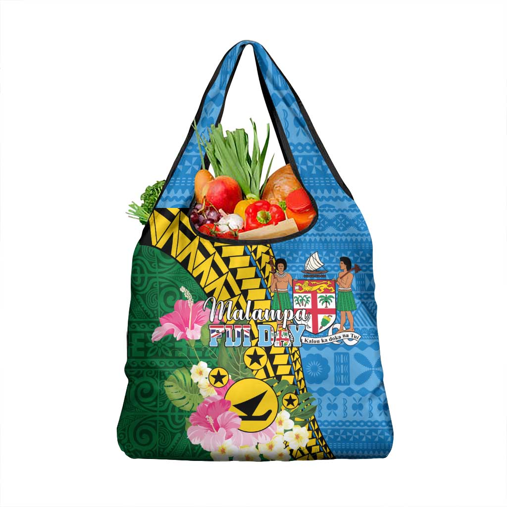 Malampa Fiji Day Grocery Bag Tropical Tapa Pattern