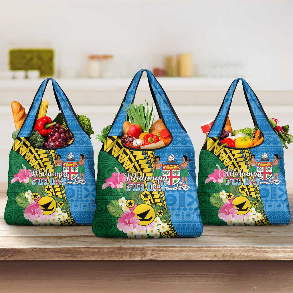 Malampa Fiji Day Grocery Bag Tropical Tapa Pattern