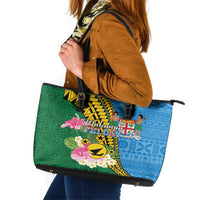 Malampa Fiji Day Leather Tote Bag Tropical Tapa Pattern LT01 Art - Polynesian Pride