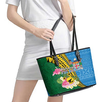 Malampa Fiji Day Leather Tote Bag Tropical Tapa Pattern LT01 - Polynesian Pride